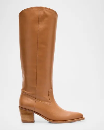 Stuart Weitzman Renegade Block Heel Boot In Almond