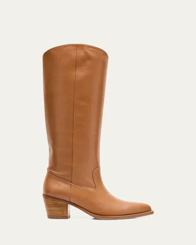 Stuart Weitzman Renegade Block Heel Boot In Almond
