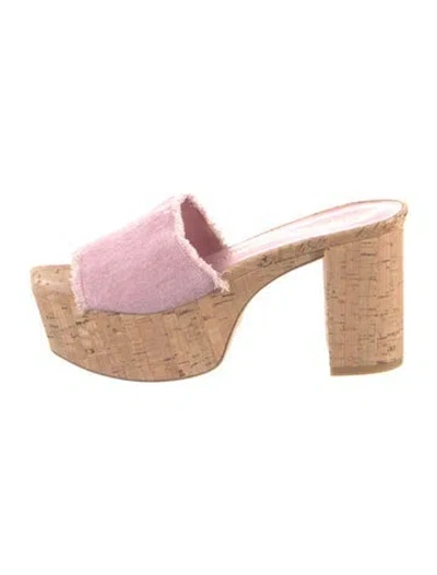 Pre-owned Stuart Weitzman Terry Cloth Slides In White