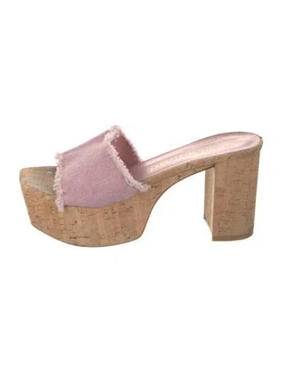 Pre-owned Stuart Weitzman Terry Cloth Slides In White