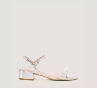 Stuart Weitzman The Goldie 35 Block Sandal In Silver