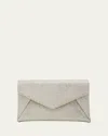 Stuart Weitzman The Loveletter Mini Metallic Clutch Bag In White