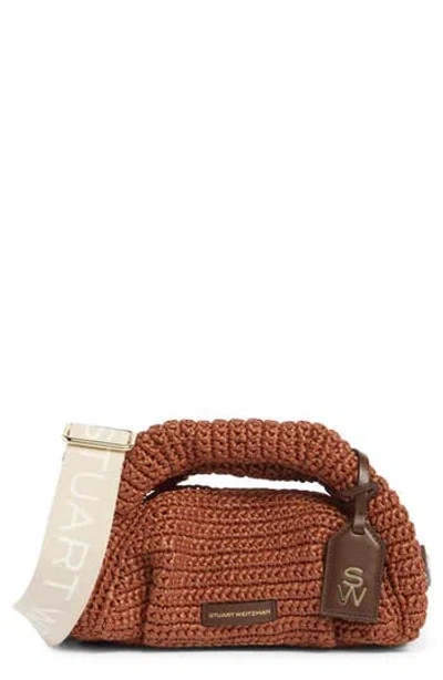 Stuart Weitzman The Moda Mini Crochet Tote In Brown
