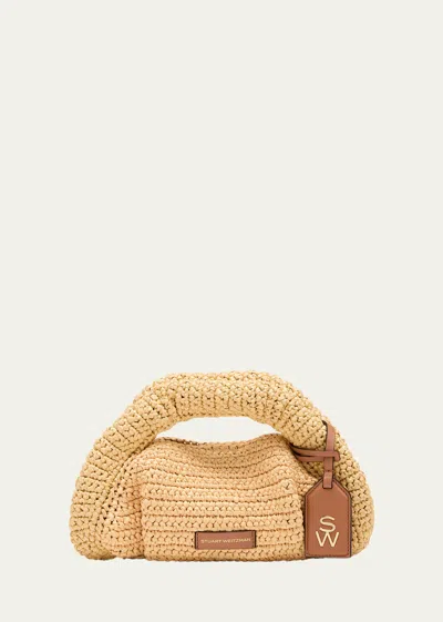 Stuart Weitzman The Moda Mini Raffia Top-handle Bag In Natural Tan