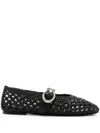 Stuart Weitzman Buckle Detail Flat Sole Round Toe Ballerina Shoes In Black