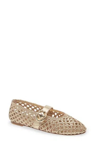 Stuart Weitzman Thea Mary Jane Flat In Gold