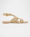 Stuart Weitzman Thea Metallic Braided Slingback Sandals In Gold