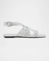 Stuart Weitzman Thea Metallic Braided Slingback Sandals In Silver