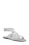 Stuart Weitzman Thea Metallic Braided Slingback Sandals In Silver
