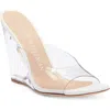 Stuart Weitzman Tia 100 Lucite® Wedge Sandal In Clear/white