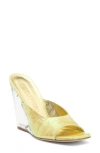 Stuart Weitzman Tia 100 Lucite Sandals Women 10.5 Gold Slip-on Wedge Heel Khd858 In Ice