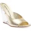 Stuart Weitzman Tia 100 Lucite® Wedge Sandal In Platino