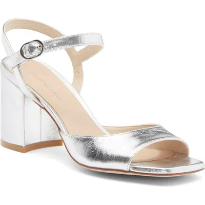 Stuart Weitzman Tia 75 Block Heel Sandal In Silver