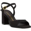 Stuart Weitzman Tia 75 Block Sandal In Black/black