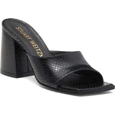 Stuart Weitzman Tia 85 Flare Block Sandal In Black