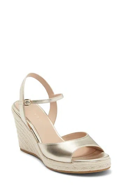 Stuart Weitzman Tia Espadrille Wedge Sandal In Gold