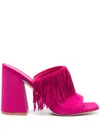 Stuart Weitzman Tia Fringe 100mm Mule In Pink