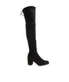 Stuart Weitzman Over The Knee Heeled Boots In Black Suede In Black