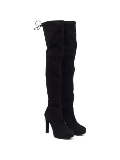 Pre-owned Stuart Weitzman Tieland Suede Over-the-knee Boots In Black