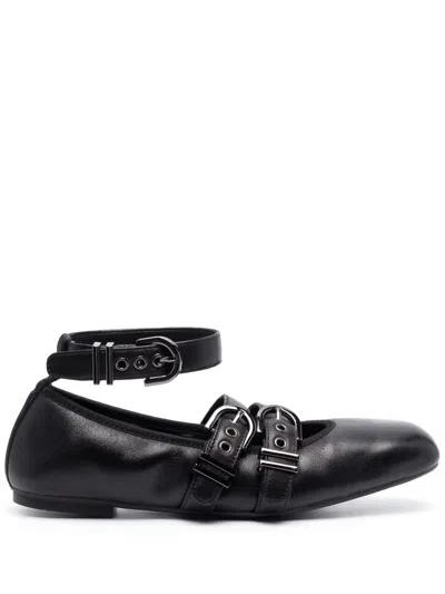 Stuart Weitzman Timeless Design Maverick Black Leather Ballerina Shoes For Women