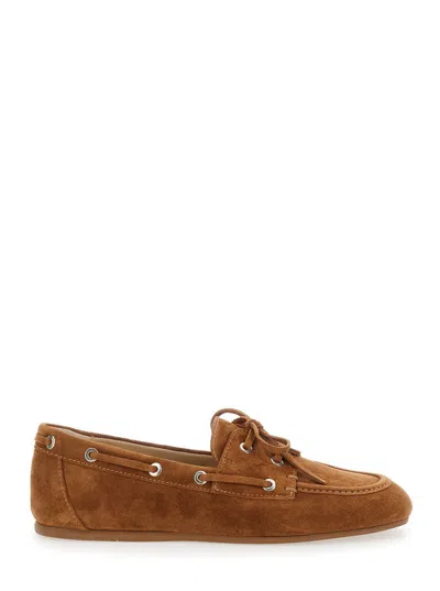 Stuart Weitzman Tinsley Moccasin Suede Loafers In Brown