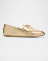 Stuart Weitzman Tinsley Metallic Boat Loafers In Golden