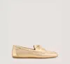 Stuart Weitzman Tinsley Metallic Boat Loafers In Gold