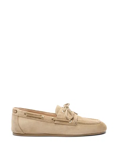 Stuart Weitzman Tinsley Tie-detail Loafers In Neutral