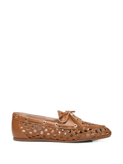 Stuart Weitzman Tinsley Woven Leather Loafers In Brown