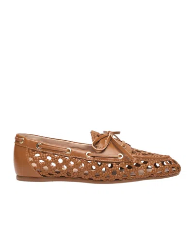 Stuart Weitzman Tinsley Woven Moccasin In Brown