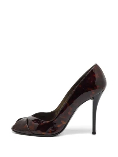 Pre-owned Stuart Weitzman Tortoiseshell Peep-toe Pumps In Brown