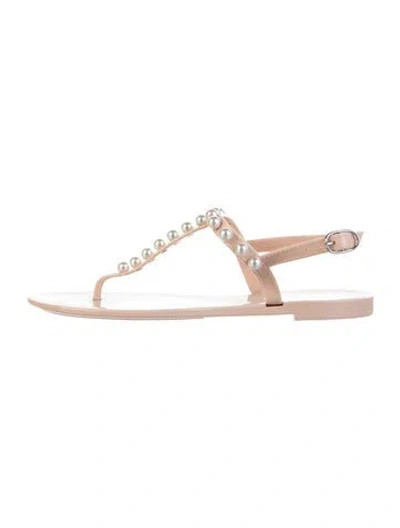 Pre-owned Stuart Weitzman T-strap Sandals In White