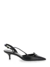 Stuart Weitzman 'tully' Black Slingback Pumps With Bow Detail In Leather Woman In Black