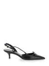 Stuart Weitzman 'tully' Black Slingback Pumps With Bow Detail In Leather Woman In Black