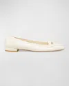 STUART WEITZMAN TULLY LEATHER BOW BALLERINA LOAFERS