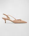 STUART WEITZMAN TULLY LEATHER BOW SLINGBACK PUMPS