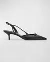 Stuart Weitzman Tully Black Slingback Pumps With Bow Detail In Leather Woman In Black
