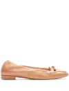 Stuart Weitzman Tully Leather Bow Ballerina Loafers In Brown