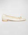 STUART WEITZMAN TULLY METALLIC BOW BALLERINA LOAFERS