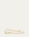 Stuart Weitzman Tully Metallic Bow Ballerina Loafers In Light Gold
