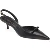 Stuart Weitzman 'tully' Black Slingback Pumps With Bow Detail In Leather Woman In Black