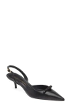 Stuart Weitzman 'tully' Black Slingback Pumps With Bow Detail In Leather Woman