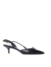 Stuart Weitzman Tully Black Slingback Pumps With Bow Detail In Leather Woman In Negro