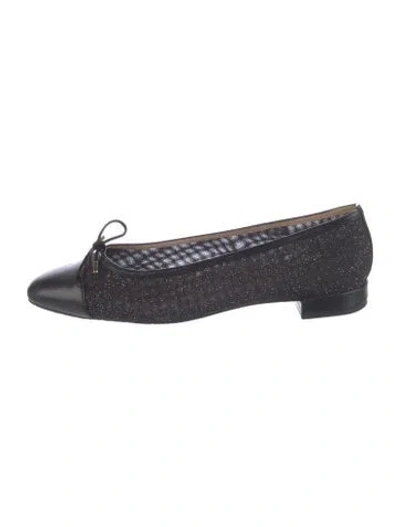Pre-owned Stuart Weitzman Tweed Pattern Bow Accents Ballet Flats In Blue