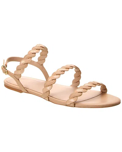 Stuart Weitzman Twistie Flat Sandal In Golden Beige