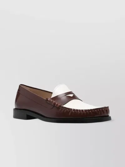 Stuart Weitzman Two-tone Leather Loafer Rubber Sole
