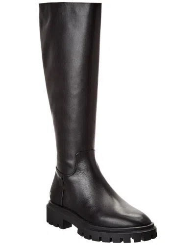 Stuart Weitzman Ultra Lug Leather Knee-high Boot In Nero Scuri