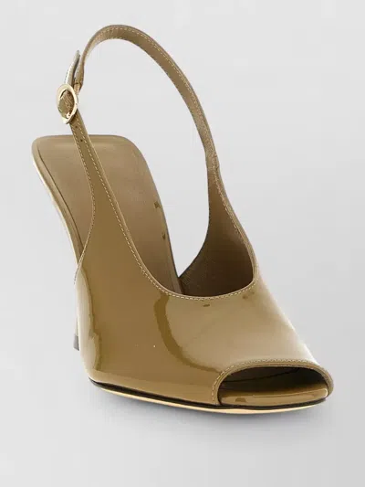 Stuart Weitzman Val Peep Toe Patent Slingback Pumps In Brown