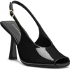 Stuart Weitzman 85mm Val Patent Leather Slingback Pumps In Black