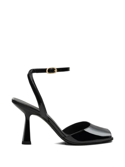 Stuart Weitzman Val Square-toe Ankle-strap Sandals In Black